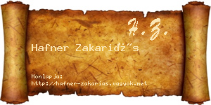 Hafner Zakariás névjegykártya